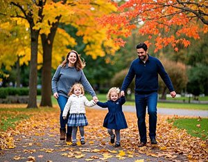 枫叶季的家庭摄影